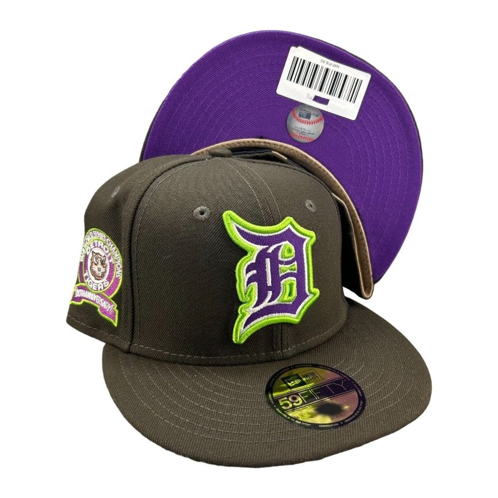 New Era Detroit Tigers 1968 World Series Champions Patch Purple Fitted Hat 7 5/8
